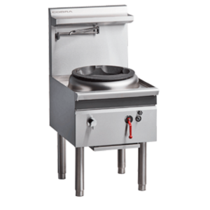 Cobra CW1H-C 600mm gas wok 1 hole chimney, W 600mm x D 800mm x H 771mm (1280mm incl. splashback)