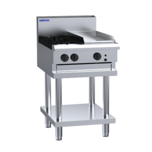 LUUS CS-2B3P 2 Burner 300mm Griddle Cooktop with flame failure, legs & shelf