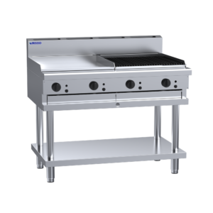 600mm Griddle 600mm Chargrill Combination with legs & shelf