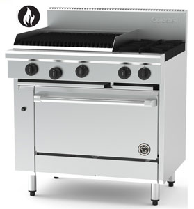 Goldstein PF24Q228EFF-X 2 Burner + 610mm Chargrill, Electric Fan Forced Oven